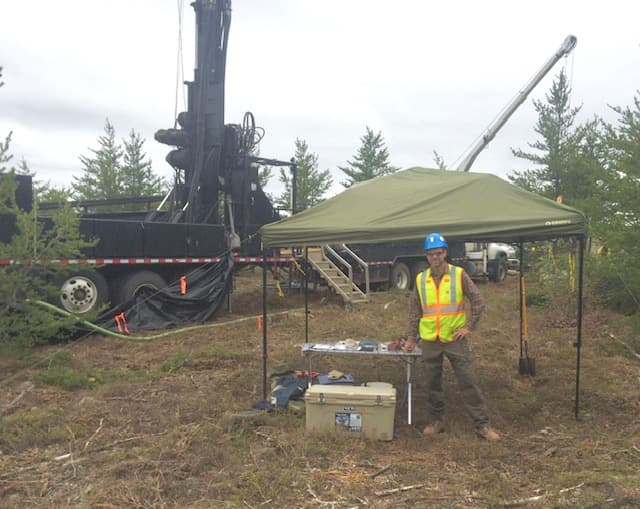 Field geologist at a drilling site in the Upper Peninsula